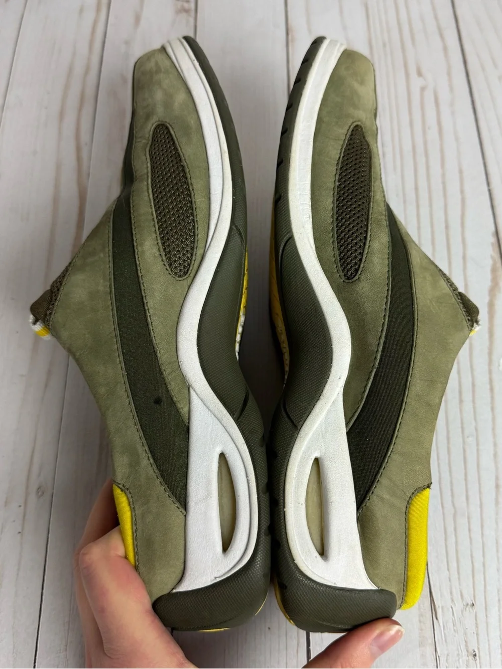 Cole Haan Green Suede Nike Air Slip On Sneakers Rubber Sole Nursing Comfort